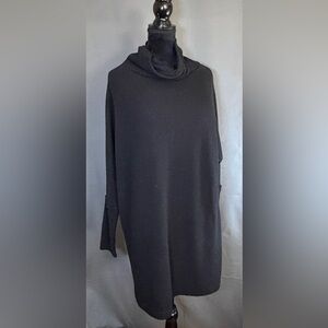 We The Free Black Slouchy Waffle Knit Tunic Cowl Neck Dolman Sweater S